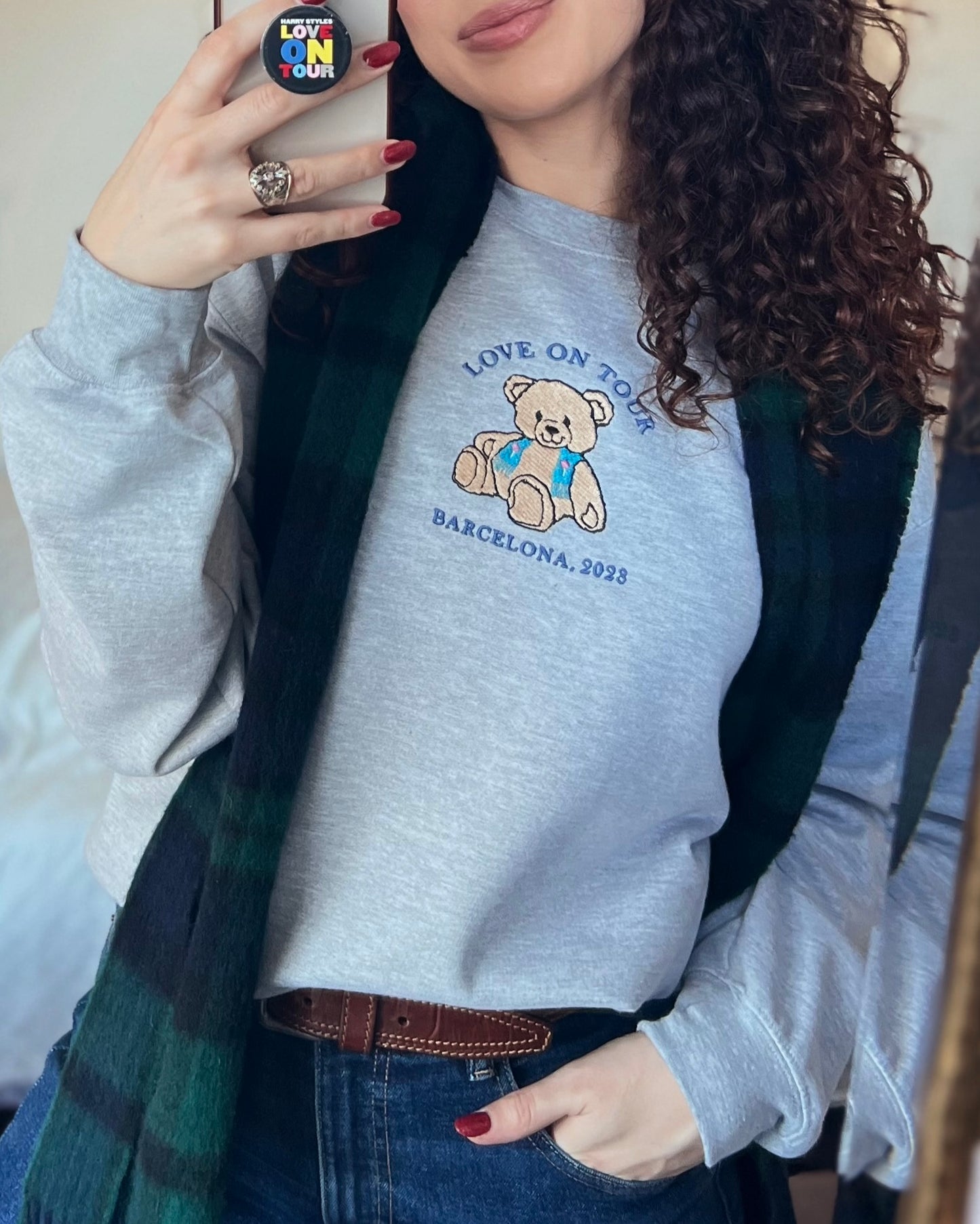 Sudadera estándar oso Love On Tour Madrid Barcelona Harry Styles bordada