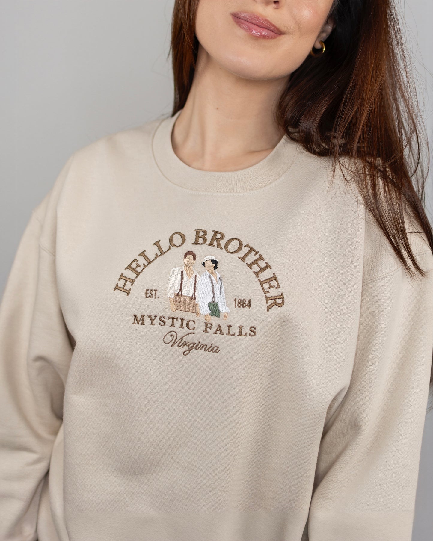 Hello Brother The Vampire Diaries Embroidered Standard Sweatshirt