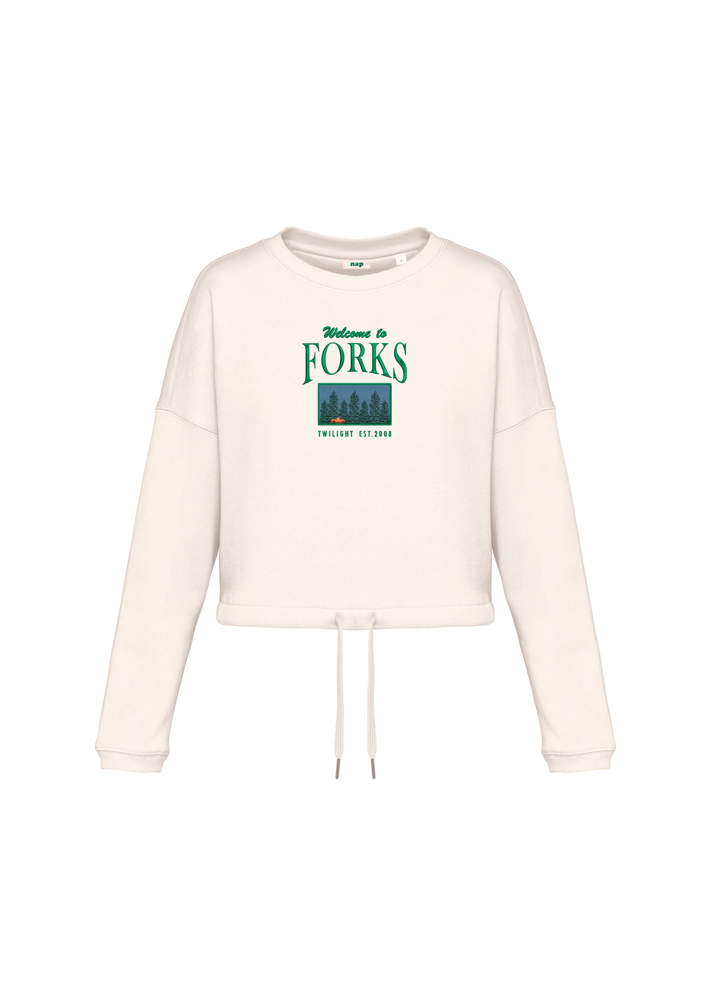 Sudadera cropped Forks Crepúsculo Twilight bordada