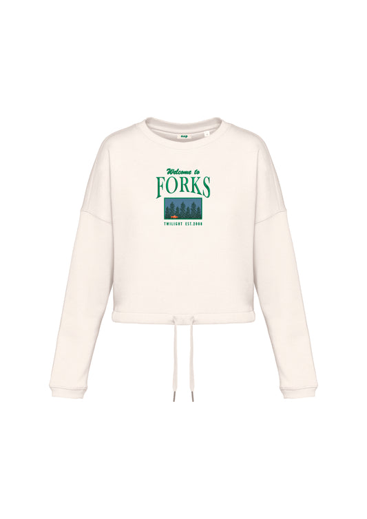 Sudadera cropped Forks Crepúsculo Twilight bordada