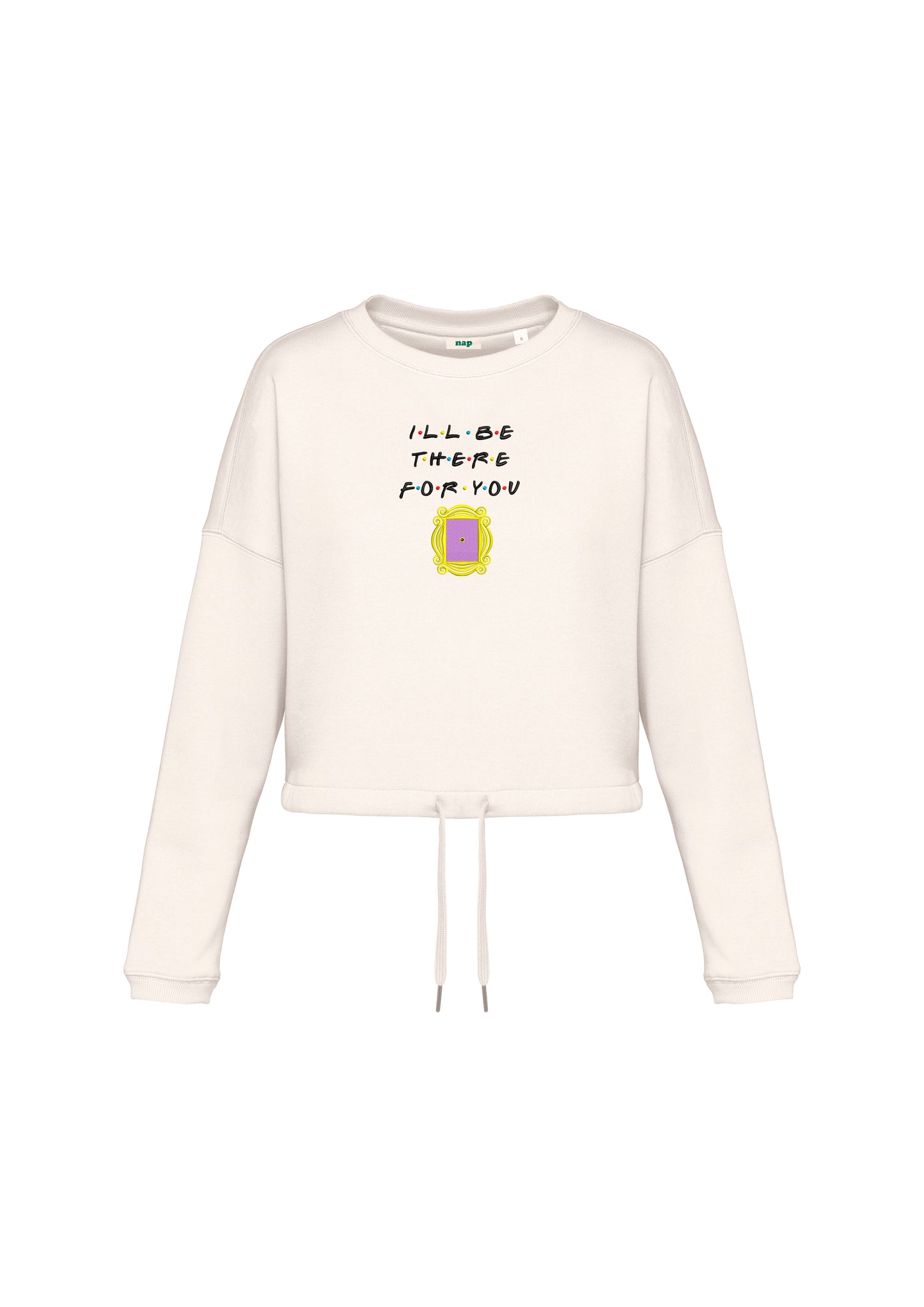 Sudadera cropped Friends mirilla I'll Be There For You bordada