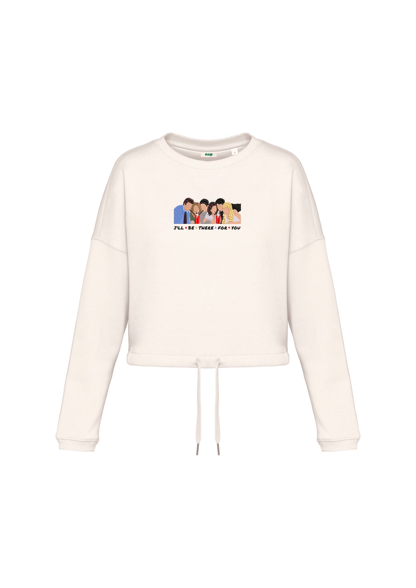 Sudadera cropped Friends ilustración bordada