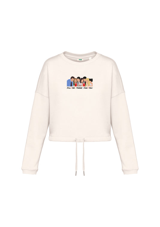 Sudadera cropped Friends ilustración bordada