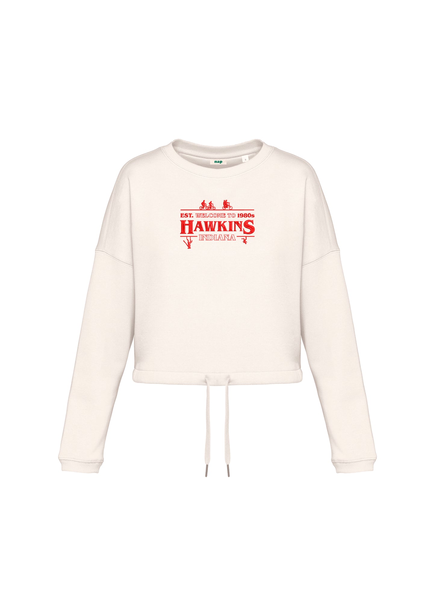 Sudadera cropped Hawkins Stranger Things bordada