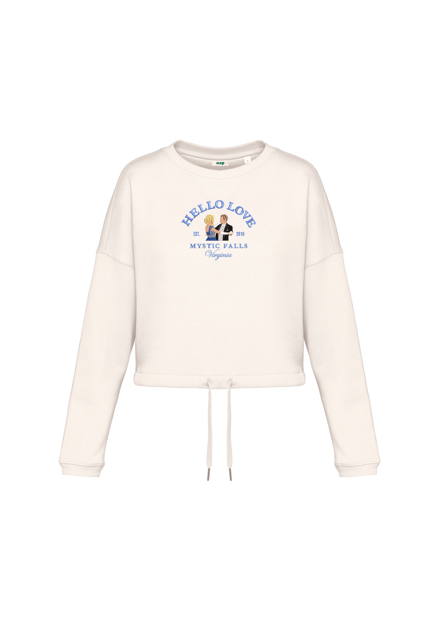 Sudadera cropped Hello Love bordada