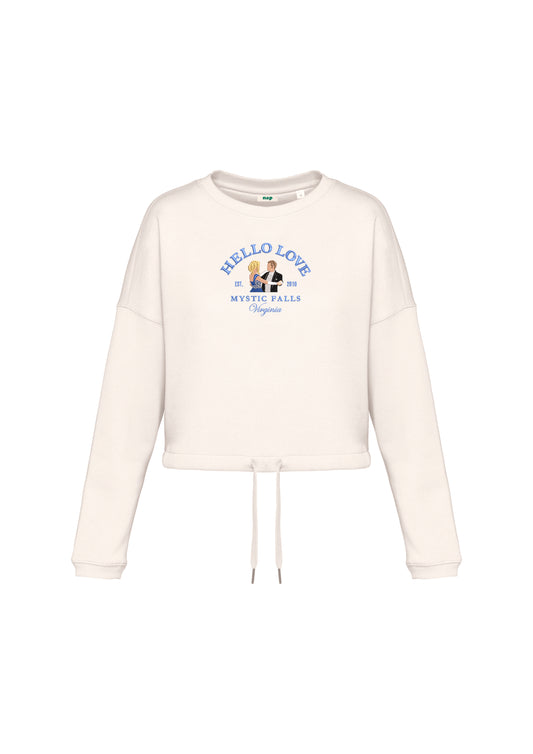Sudadera cropped Hello Love bordada