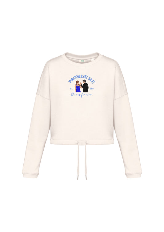 Sudadera cropped Damon Salvatore Elena Gilbert bordada