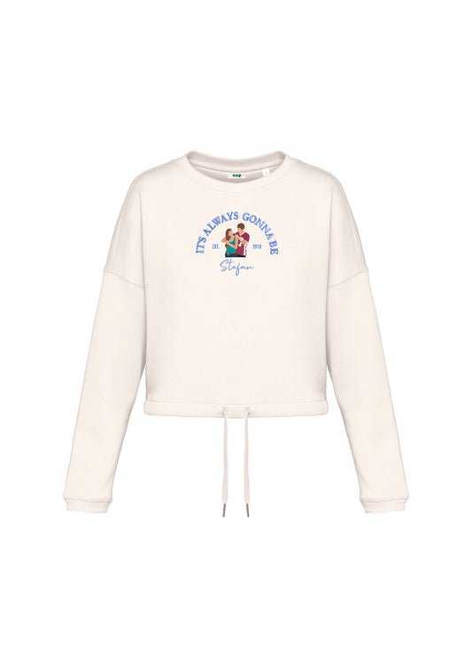 Sudadera cropped Stefan Salvatore Elena Gilbert bordada